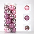 thumbnail image 1 of UAEBM - Bolas navideñas irrompibles para árbol de Navidad, juego de 24 bolas navideñas de plástico multicolor para árbol, 60 mm, brillantes, para fiestas en casa, color rosa, 1 of 2