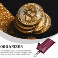 thumbnail image 1 of Leather Wallet Keys Storage Purse Travel Receipts Organizing Shop Key Chain Fashion Vintage Coin Credit Card Receipt Organizing Pouch Dark Purple, 1 of 1