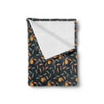 thumbnail image 2 of Tangerine Soft Flannel Fleece Throw Blanket, Repetitive Pattern with Swirling Branches Citrus Fruits, Cozy Plush for Indoor and Outdoor Use, 60" x 80", Dark Night Blue Marigold, by Ambesonne, 2 of 5