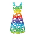 thumbnail image 3 of FKELYI Size 3XL Sleeveless Dresses Stretchy Love Heart Rainbow Swing Skater Midi Dress Durable Tank Dress for Women Valentine's Day Gift, 3 of 5