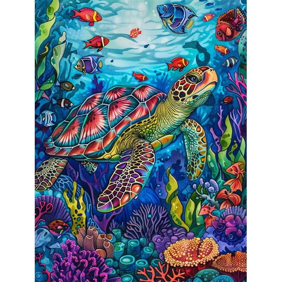 Printed Cross Stitch Kits Animal turtles Embroidery Starter Kit Stamping Kit 16x20in