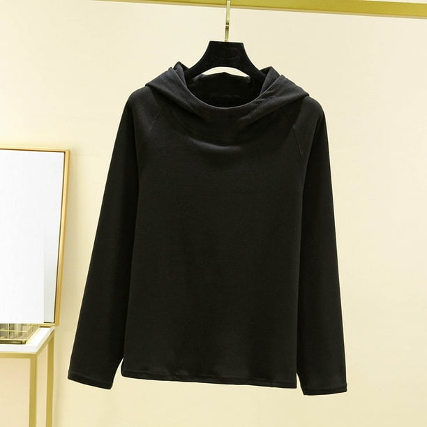 Pijama de manga larga para mujer, moda de invierno, terciopelo, color liso, con capucha, manga larga, parte inferior, camisa cálida, ropa de casa, pijamas, blusa de poliéster para mujer