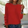 thumbnail image 2 of Womens Long Sleeve Tops Spring/Summer Crewneck Sweater Pullover Knit With Solid Color Thin Long Sleeved Warm Top/Autumn Coat Winter Clothing For Women, 2 of 3