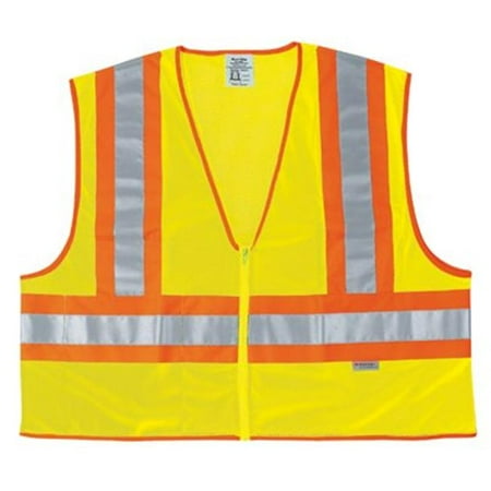 River City 611-WCCL2LX2 Fluorescent Line Safetyvest W- Orng-Sil Stripes