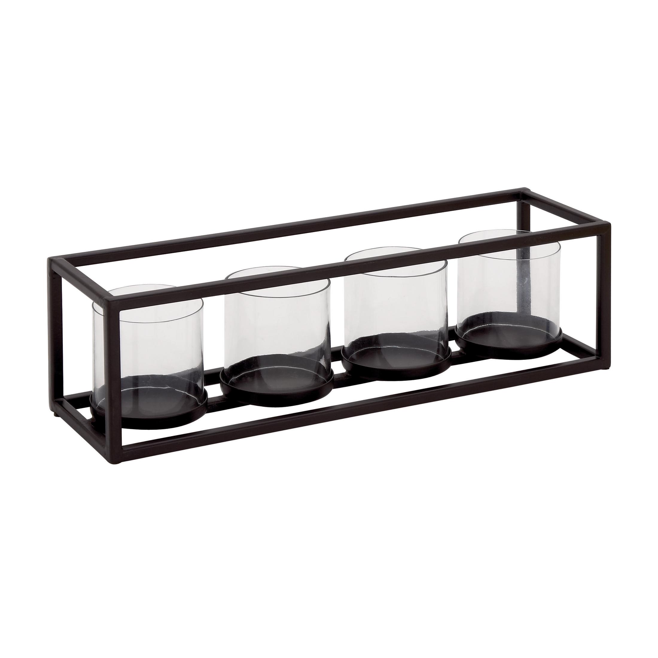 DecMode 4 Holder Black Metal Candelabra