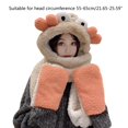 thumbnail image 5 of Ywmsfl Women Winter Warm 3 In 1 Fuzzy Plush Hooded Scarf Hat Gloves Set Cartoon Big Eyes Ears Windproof Earflap Cap Mittens, 5 of 16