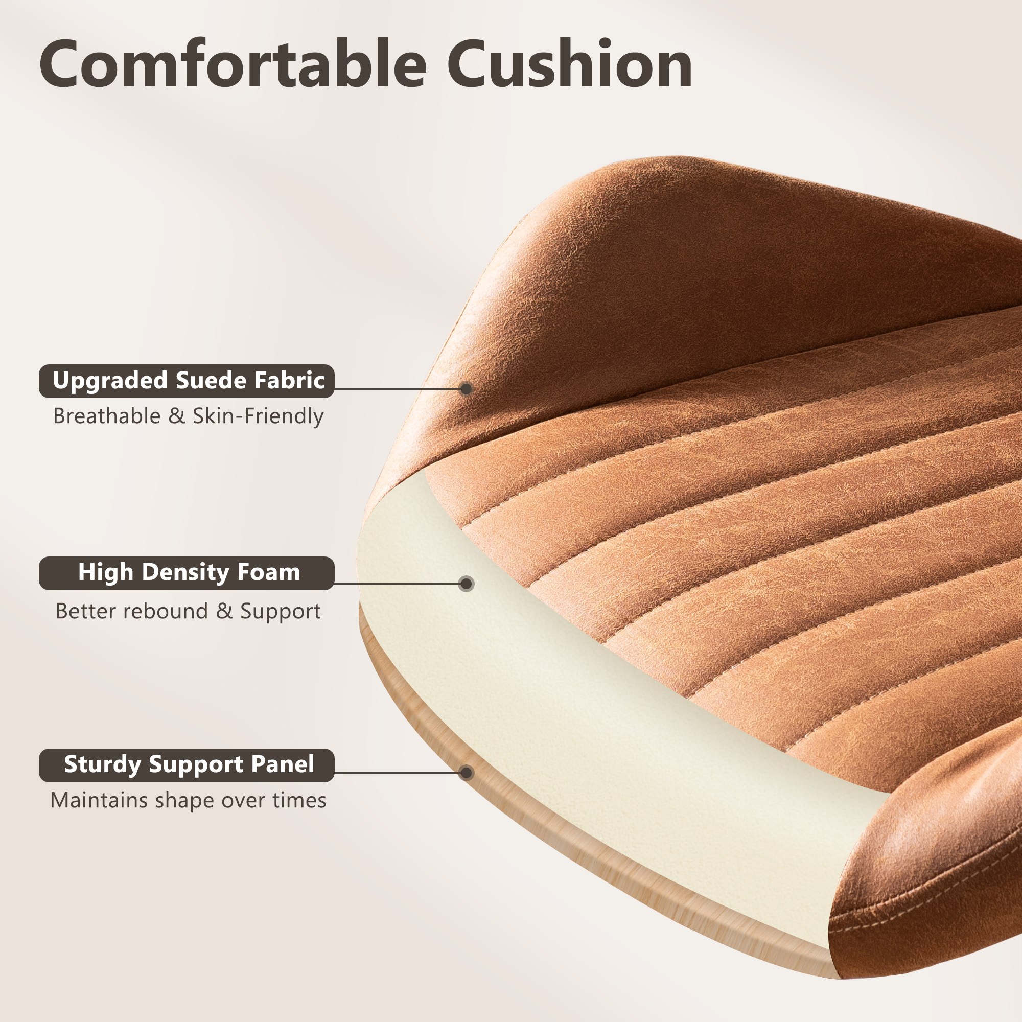 XIZZI Suede Fabric Desk Chairs for Executive or Home Office, Modern Ergonomic Computer Office Chair, Brown