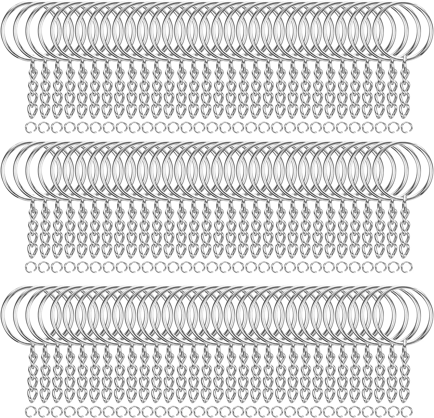 Suuchh 100pcs Keychain Rings with Chain and Jump Rings, 1 inch Split Key Ring with Chain Heavy-Duty Keychain Rings Bulk for Craft Making Jewelry