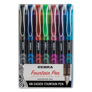 Zebra Fountain Pen Assorted Colors, 7-Pack