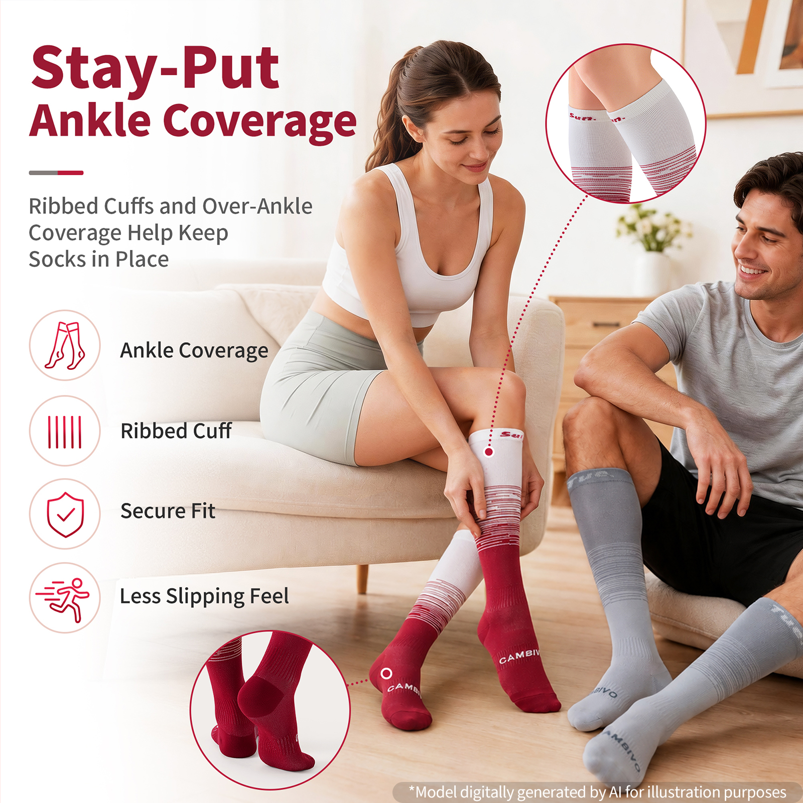 Cambivo Women's & Men's Day of the Week Compression Socks photo 7
