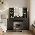 thumbnail image 2 of Vanity Desk with 3-Colour LED Mirror & Power Outlet | 5-Drawer Makeup Table with Open Shelves for Bedroom, 2 of 9