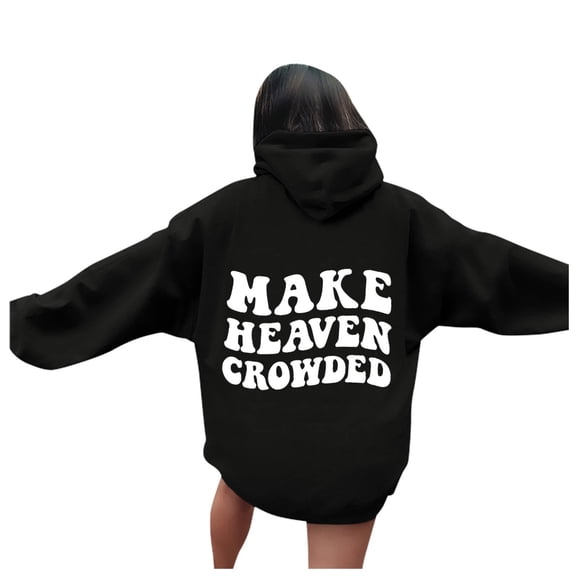 Make Crowded Women's Hooded Sweatshirt Cozy Pullover with Front Pocket for Casual Streetwear Fashion