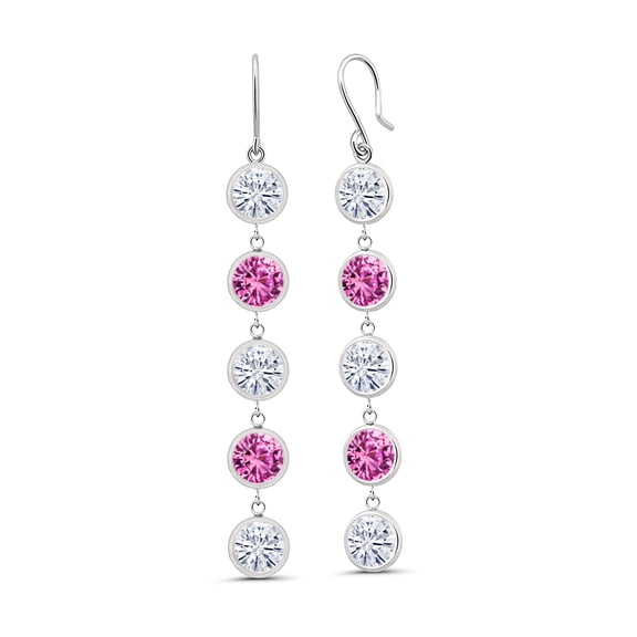 Gem Stone King 925 Sterling Silver Dangle Earrings Set with Moissanite (8.80 Cttw)