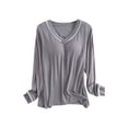 thumbnail image 3 of Women's Sleepwear Women'S Long Sleeve Sleep T Shirt Basic Layer Stretchy Shirts Neck Pajama Top,Gray Women's Sleepwear XL, 3 of 3