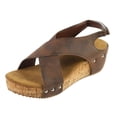 thumbnail image 4 of Rokment Women's Platform Wedges Dressy Sandals 2026 Summer Fashionable Comfortable Leather Crooss Band Open Toe Arch Support Strappy Slingback Walking Sandals for Ladies Brown Size 7.5, 4 of 5