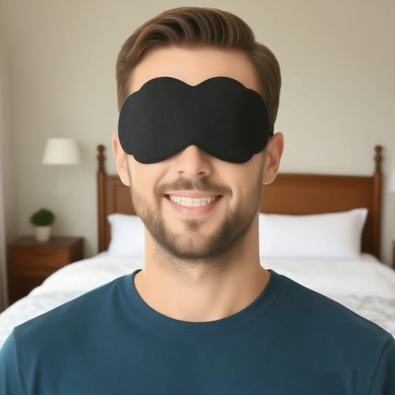Blackout Sleep Mask - 100% Light Blocking Eye Cover with Contoured Design & Adjustable Strap - Ultra-Soft Breathable Memory Foam for Side Sleepers - Travel & Nap Essential