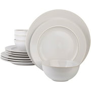 12 Piece Guarda White Stoneware Dinnerware Set from Portugal by Home Essentials