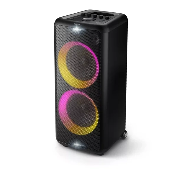 Pre-Owned PHILIPS Bluetooth Party Speaker with LED Lights, FM, USB, Memory Card, Auxiliary, TWS Function Connecting Other TAX4209, Guitar Microphone Ports TAX4209