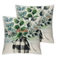 thumbnail image 2 of JRXY Green Eucalyptus Leaves Spring Throw Pillow Covers Greenery Buffalo Plaid Outdoor Spring Summer Farmhouse Decorations Decorative Throw Pillows Cases for Home Couch Sofa Decor,2 Pcs White, 2 of 6