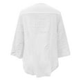 thumbnail image 5 of Daznico Women's Oversized V-Neck Linen Tunic, 3/4 Sleeve Casual Comfortable Breathable Top for Spring, Summer Everyday Wear,3XL, 5 of 5