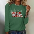 thumbnail image 2 of Sweatshirts for Women Plus Size Christmas Crew Neck Pullover Tops Casual Loose Graphic Long Sleeve Shirt (Green L), 2 of 4