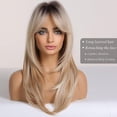 thumbnail image 2 of Long Blonde Wigs for Women, Layered Synthetic Hair Wig with Dark Roots for Daily Party, 2 of 5