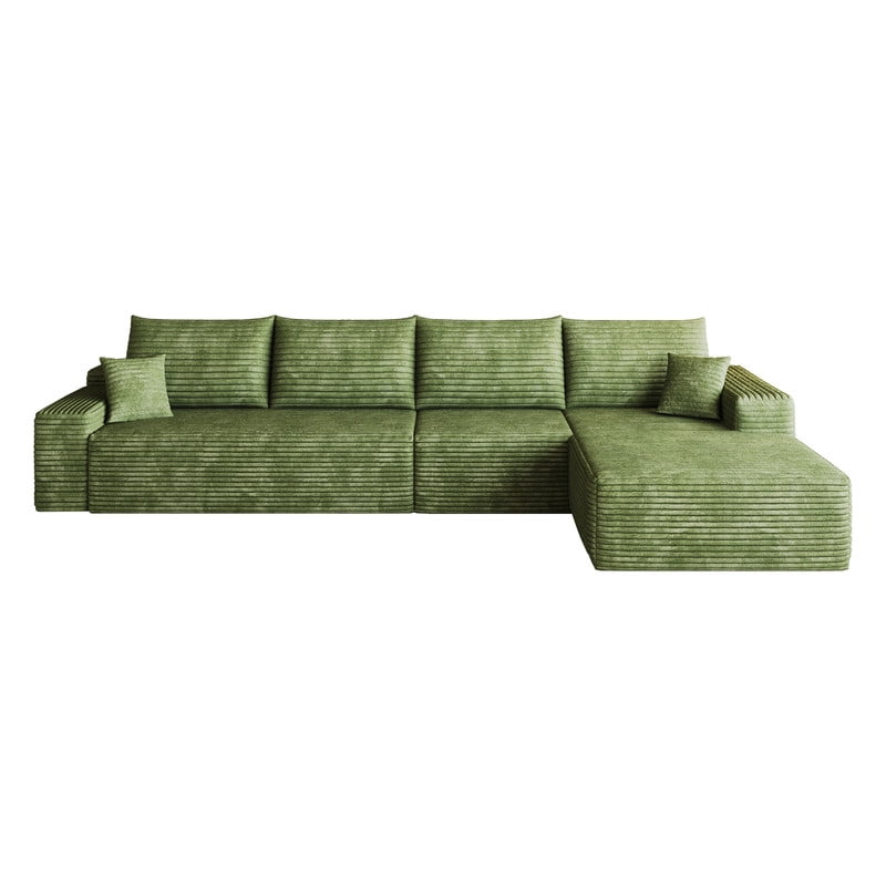 135" Cloud Sectional Sofa with Right Facing Chaise, Modern Modular Deep Seat Couch, Plush Corduroy Upholstered Sofa for Living Room, Bedroom, Apartment, No Assembly Required