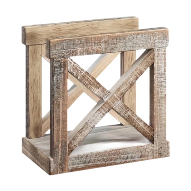Dispensador de servilletas de papel para mesa de comedor, soporte de madera rústica envejecida para decoración de interiores, salas de estar y