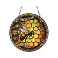 thumbnail image 2 of Mountain Wilderness Stained Glass Jigsaw Puzzle Suncatcher, Round Acrylic Window Hanging Decor, Unique Shape 126 Pieces Flower Butterfly Nature Puzzle with Chain, 2 of 9