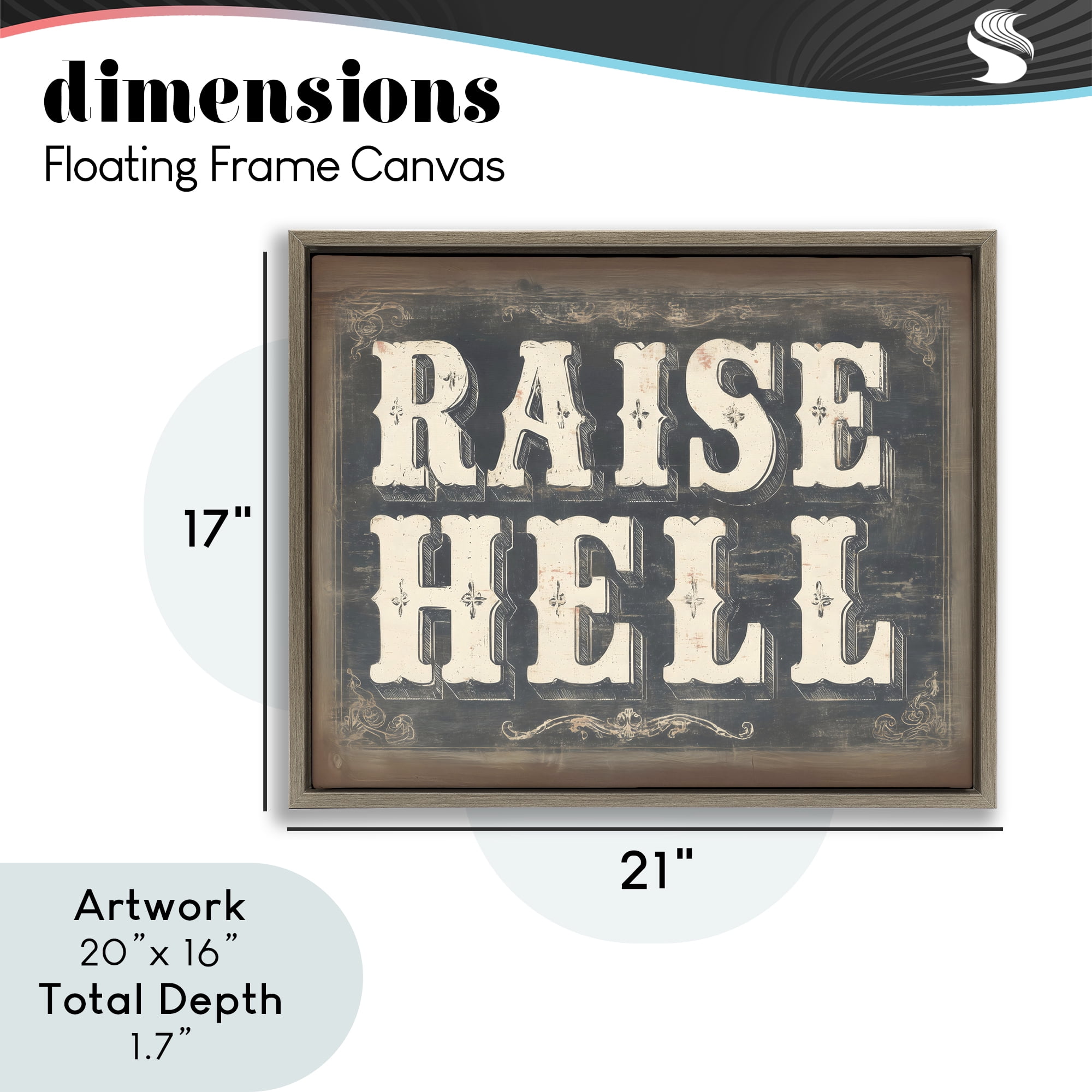 Stupell Industries Raise Hell Vintage Western Brown Framed Floater Canvas Wall Art, design by Arlington Prints