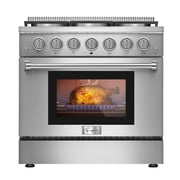 Empava 36 in. 5.2 Cu. ft. Pro-Style Slide-In Single Oven Gas Range with 6 Sealed Ultra High-Low Burners - Heavy Duty Continuous Grates in Stainless Steel