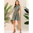 thumbnail image 3 of Vestido Sin Mangas Allegra K Día de San Patricio Cinturón Estampado Rodilla Media Tapeta Floral verde oscuro blanco L, 3 of 6