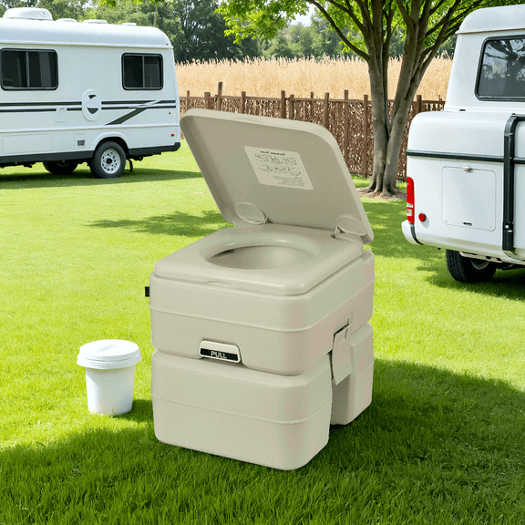 Naipo 5.3 Gallon Portable Toilet, Camping RV Toilet Porta Potty, Outdoor Porta Potty for RV Travel, Camping, Boating, Hospital, Truck, Gray