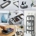 thumbnail image 2 of Decorative Plastic Desk Drawer Organizer Tray, Grey (Set of 5) Open Home Storage Bins Organizer Baskets, for Organizing Closet Shelves Drawer Shelf - Ribbed Collection, 2 of 5