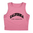 thumbnail image 4 of Tthxqing Women 3 Piece Outfits Sets,Trendy Full Zip Cropped Hoodies Baggy Sweatpants California Printed Tank Tops Fall Lounge Set Travel Vacation Sets X_Pink S, 4 of 8