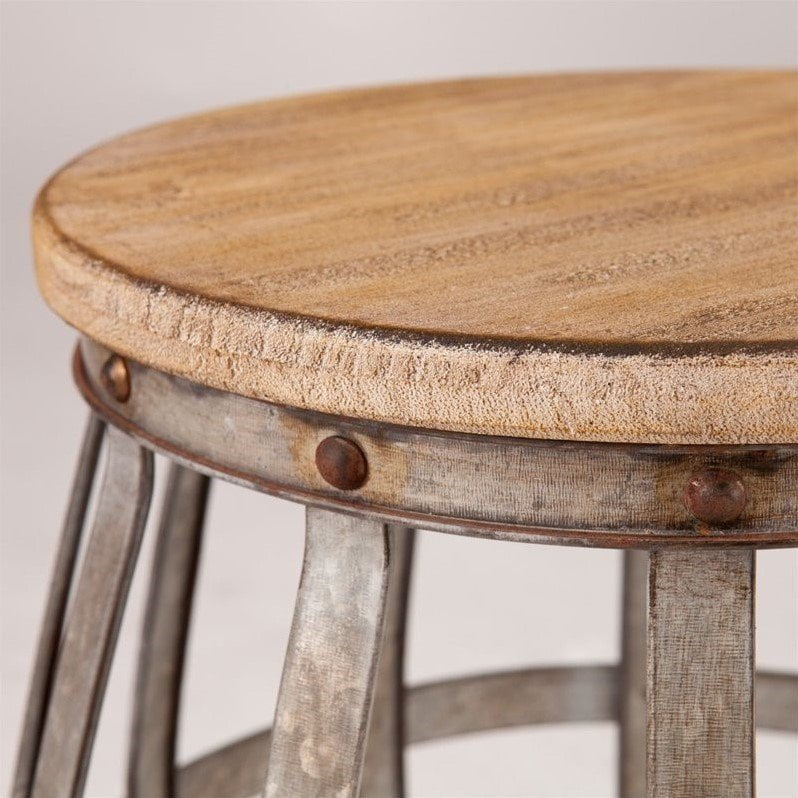 Rustic Wine Barrel End Table Man Cave Cage Drum Round Details