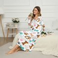 thumbnail image 2 of Tutolipy Dog Paw Printed Nightgowns for Women Bone Printed Sleepwear Long Sleeve Nightshirts V Neck Loungewear for Home, L, 2 of 6