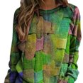 thumbnail image 1 of letairis Chandail Femme Col Rond Manches Longues Mode Ample Imprimé Hauts Automne Hiver Chaud Thermique chandail pour Femmes Dames Type 2, 1 of 6