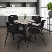 Regency 5-Piece 36 Square Table with Black Post Legs with 4 Stackable Chairs