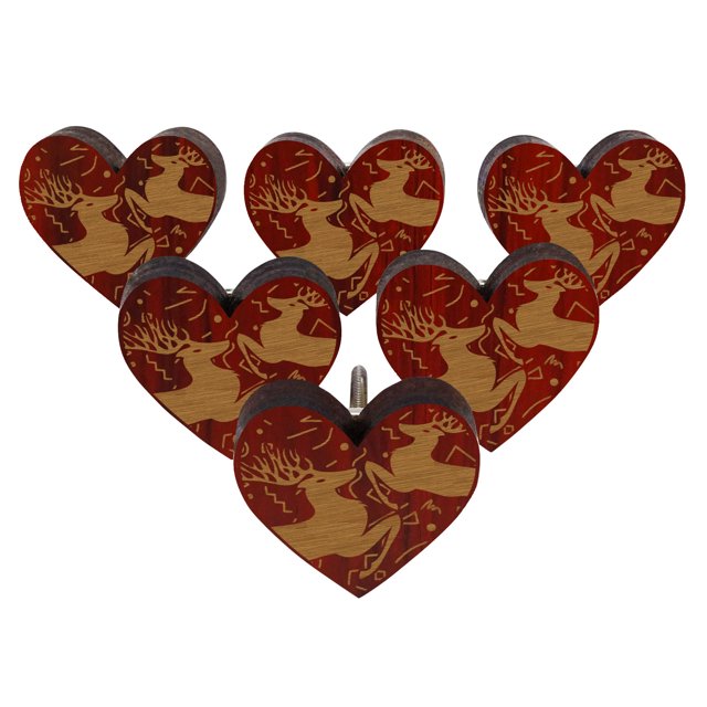 IBA Indianbeautifulart Boutons Gravés Rouges 10 Pcs Meubles Boutons en Bois Festonné Tiroir Rustique