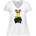 thumbnail image 3 of Inktastic Witch Cauldron, Witch Legs, Boots, Halloween Women's Plus Size V-Neck T-Shirt, 3 of 5