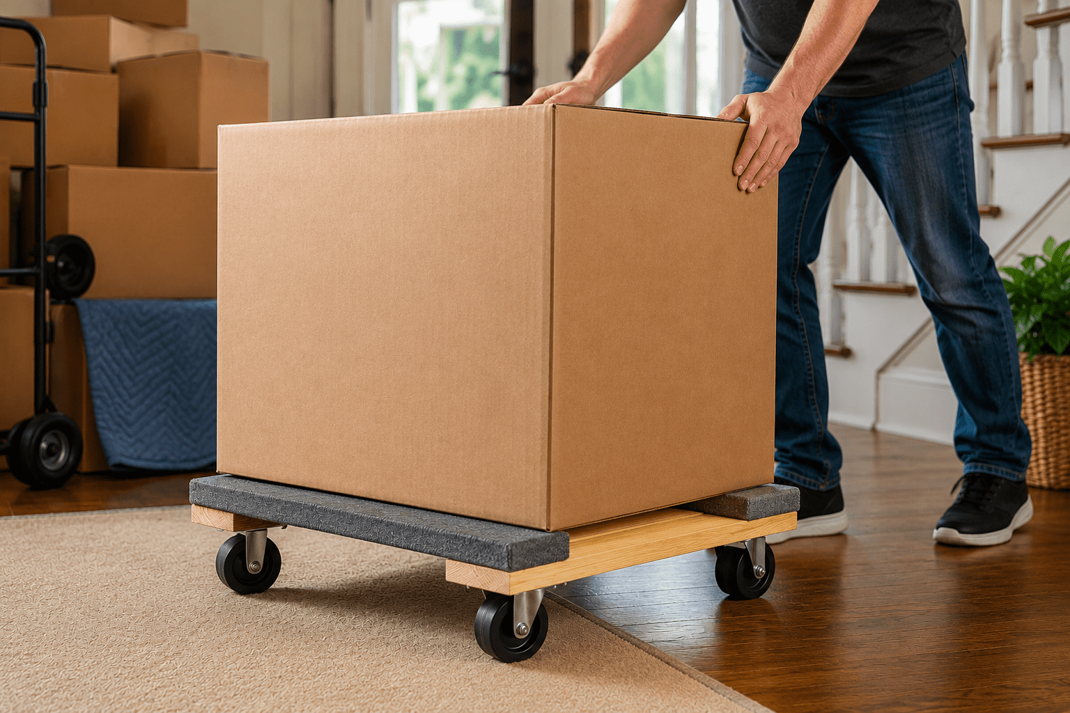 Hyper Tough Wooden Dolly, 600 lb Capacity, Padded Hardwood Frame with Swivel Casters