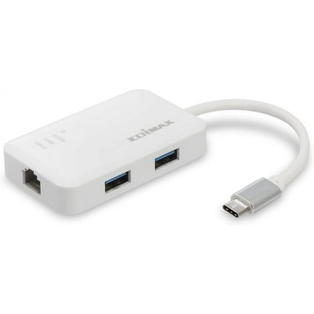 Edimax USB-C USB Hub with 3x USB 3.0 Ports and 1000Mbps Gigabit Ethernet LAN Adapter, USB to RJ45 Network LAN Converter, Plug and Play, Windows 11, Macbook Pro/Air, iPad Pro and More, EU-4308