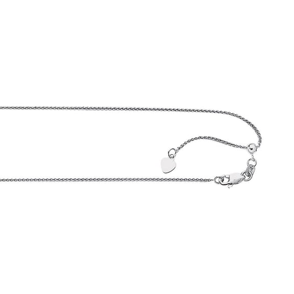 Sterling Silver Rhodium 1.0mm Diam-cut Adjustable Spiga Chain Lobster Clasp Necklace - 22 Inch