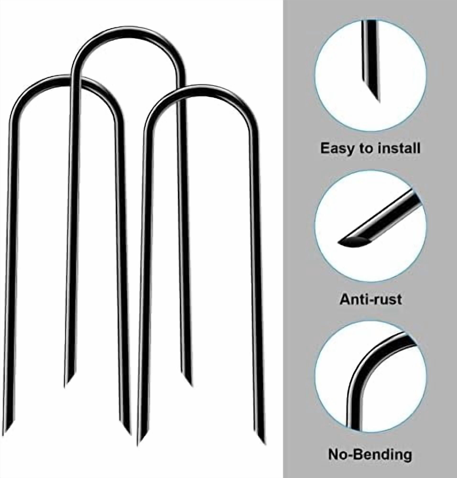 12inch Trampoline Accessories Trampolines Stakes Trampoline Anchors Heavy Duty High Wind U Type, Safety Accessories Galvanized Steel for Soccer Goals, Camping Tents and Garden Decoration