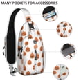 thumbnail image 2 of Sling Backpack,White Halloween Pumpkins Crossbody Bag with Water Bottle Holder,Waterproof Sling Bag for Men/Women with Chest Phone Holder for Hiking,Travel, 2 of 6