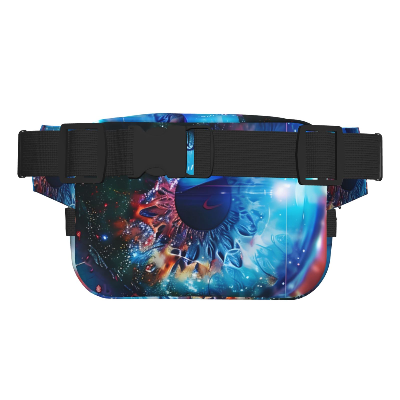 Picia Modern Colorful Eyes Print Square Double-Layer Waist Bag Mini Adjustable Waist Belt Bag Exercise Running Travel Hiking
