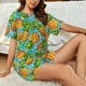 thumbnail image 4 of Balery Pineapple Conjunto de Pijama para Mujer con Estampado, Dos Piezas de Manga Corta y Shorts, Ropa de Dormir Suave con Cuello Redondo y Bolsillos-4X-Large, 4 of 6
