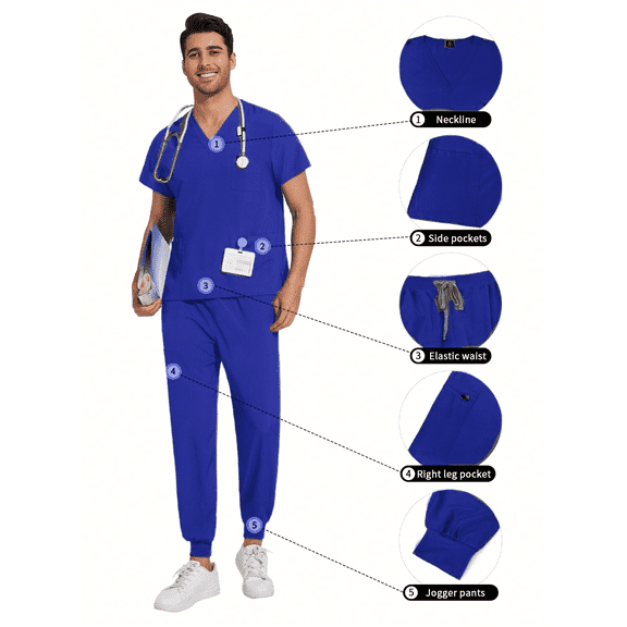 2025 New Multicolor Short Sleeve Mens Scrubs Uniforms Doctor Work Clothes Dentist Set Scrubs Tops Pants Men Hospital Nurse