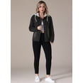 thumbnail image 7 of Unique Bargains Women's Denim Long Sleeves Jacket with Detachable Hoodie 2XL Black, 7 of 7